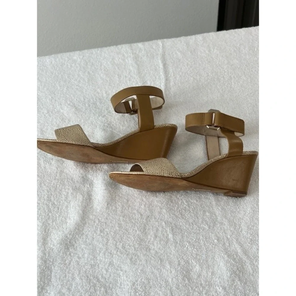 Louise Et Cie Rose Gold & Beige Wedge Sandals | Women's 7.5 M | ‎ Good Condition